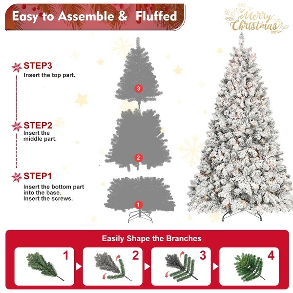 7.5/8FT Christmas Tree with LED Lights，Memory Wire and Easy Power Technology