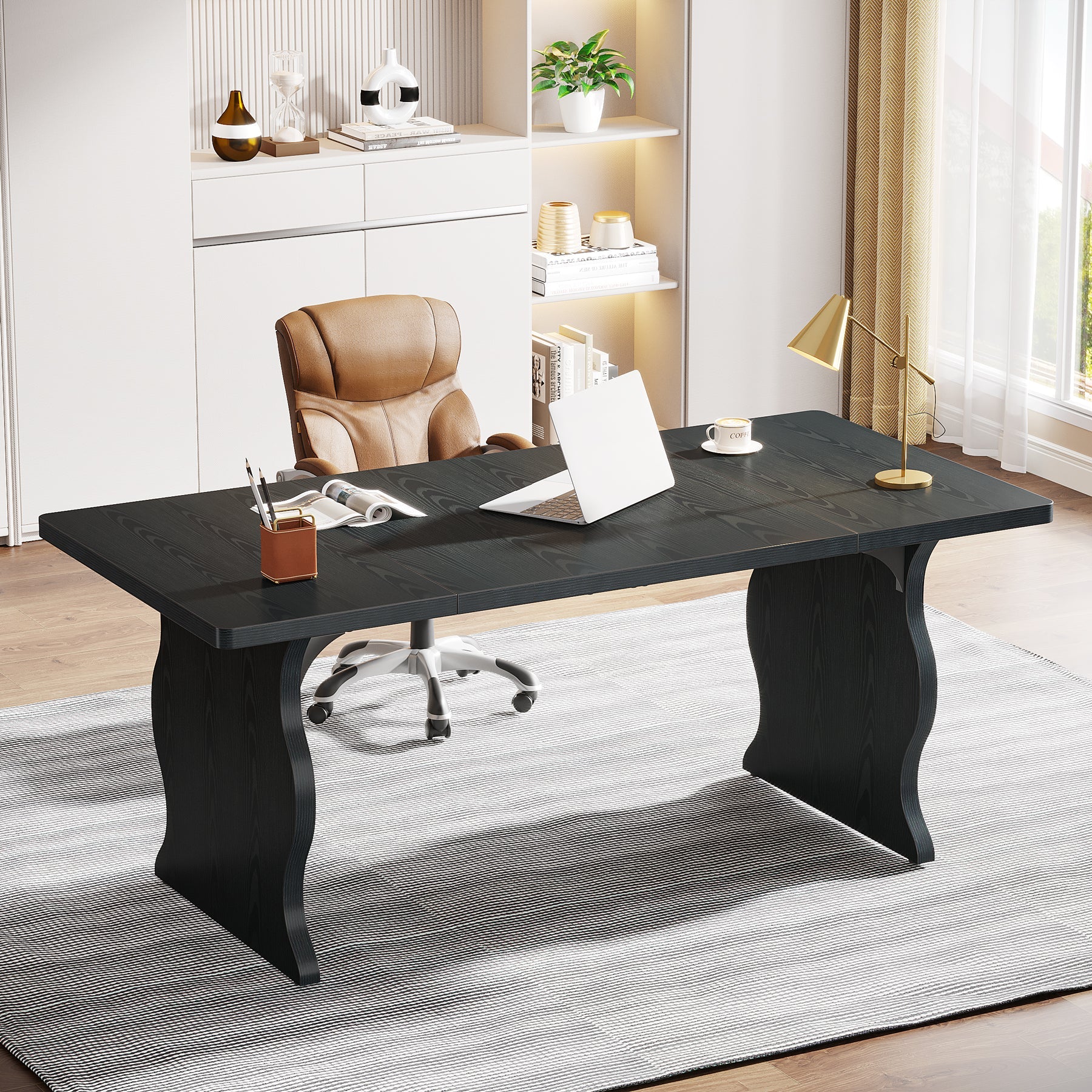 63-Inch Large Executive Desk, Sturdy Computer Desk Conference Table