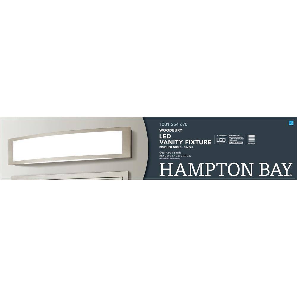 Hampton Bay Woodbury 24.5 in. Brushed Nickel Linear LED Vanity Light Bar IQP1381L-4