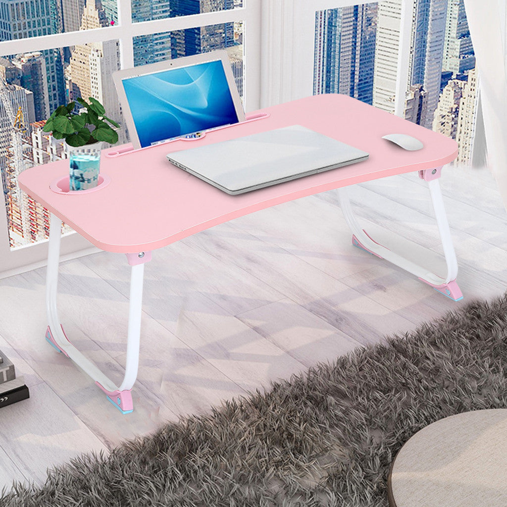 GesOes Laptop Bed Tray Table, Foldable Portable Lap Standing Desk for Sofa, Bed, Terrace, Balcony, Garden