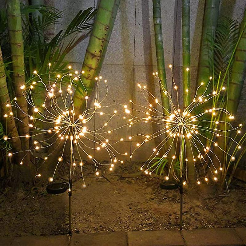 Solar Powered Electric Firework Garden Lights Waterproof - 2pack