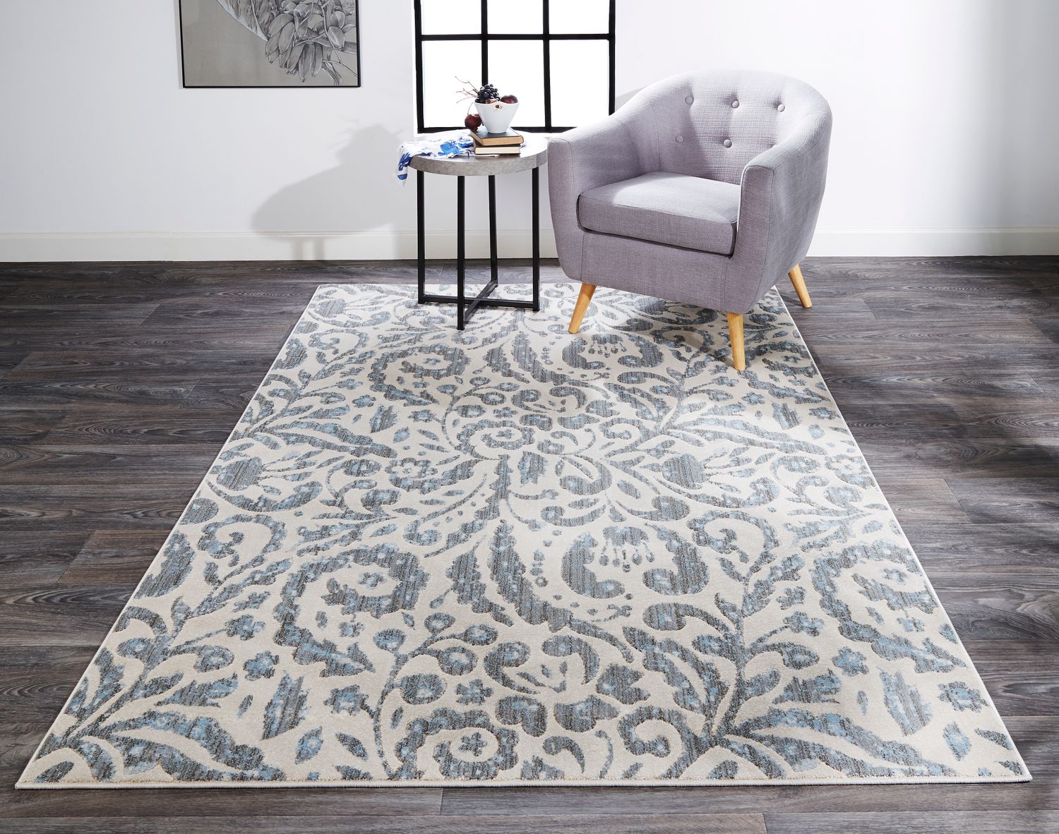 Carini Blue and Ivory Rug by BD Fine