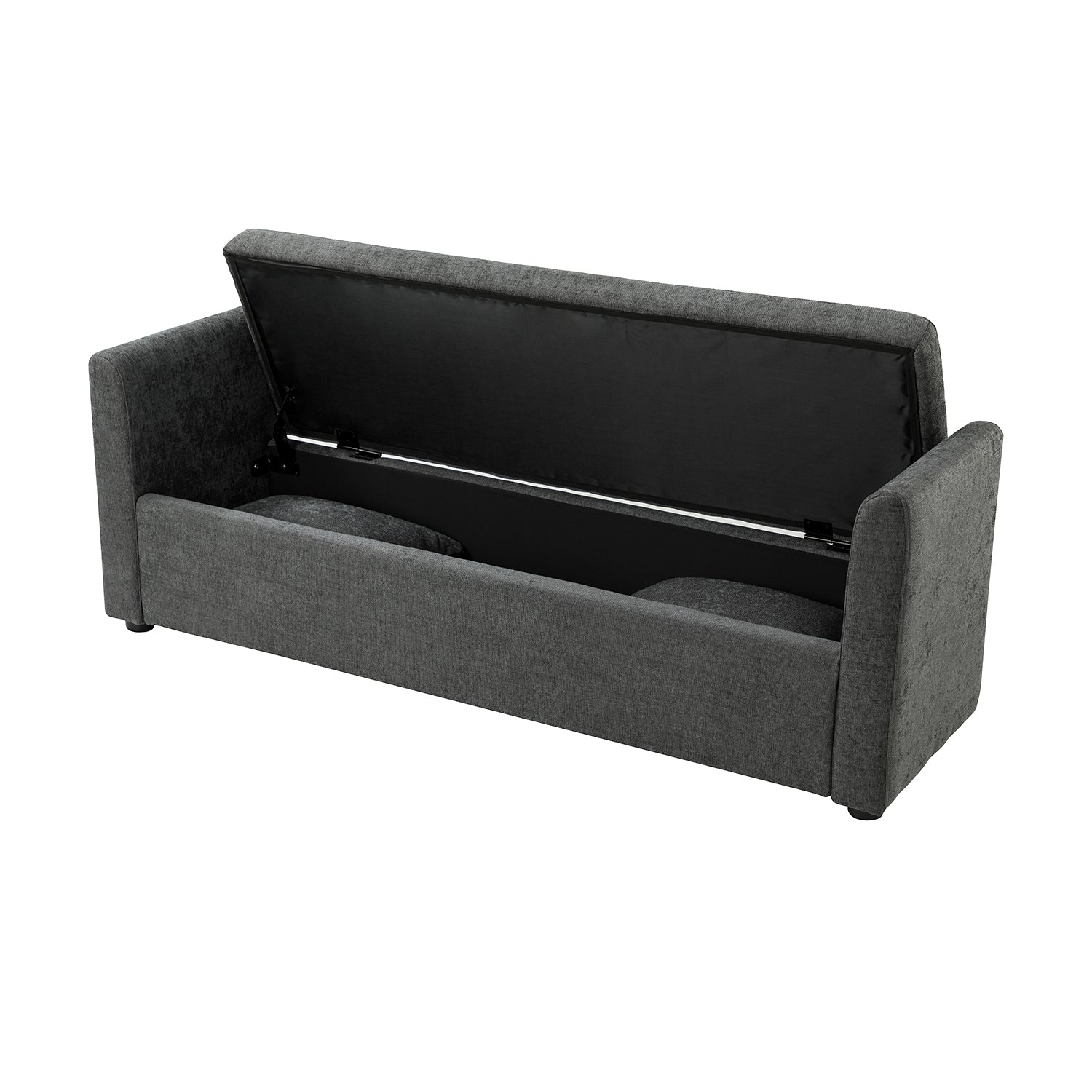 14 Karat Home Bedroom Bench, Upholstered Entryway Arm Bench with Storage Space, Charcoal