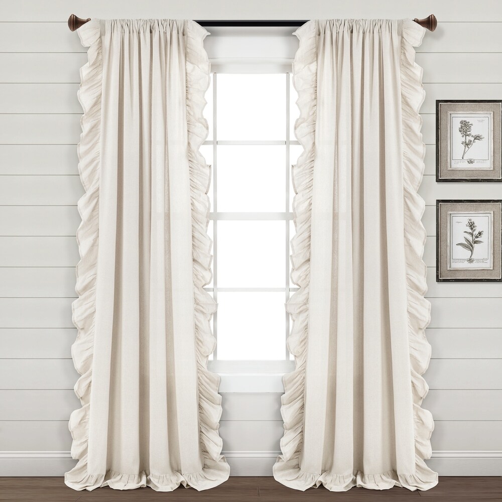 Lush Decor Linen Ruffle Window Curtain Panel (Single)