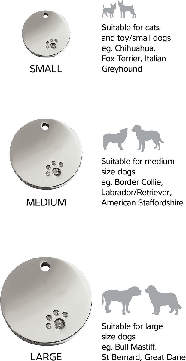 Red Dingo Circle Crystal Diamante Stainless Steel Personalized Dog and Cat ID Tag