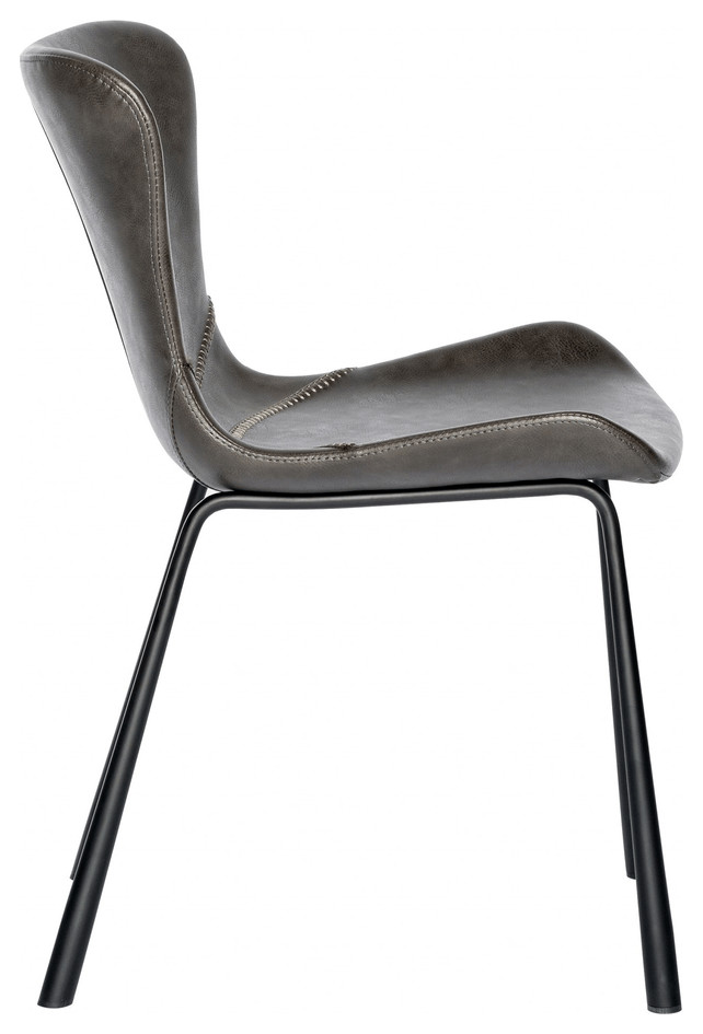 Set of Two Dark Gray Faux Faux Leather Side Chairs   Contemporary   Dining Chairs   by HomeRoots  Houzz