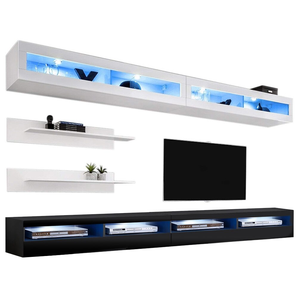 Fly I2 35TV Wall mounted Floating Modern Entertainment Center Set