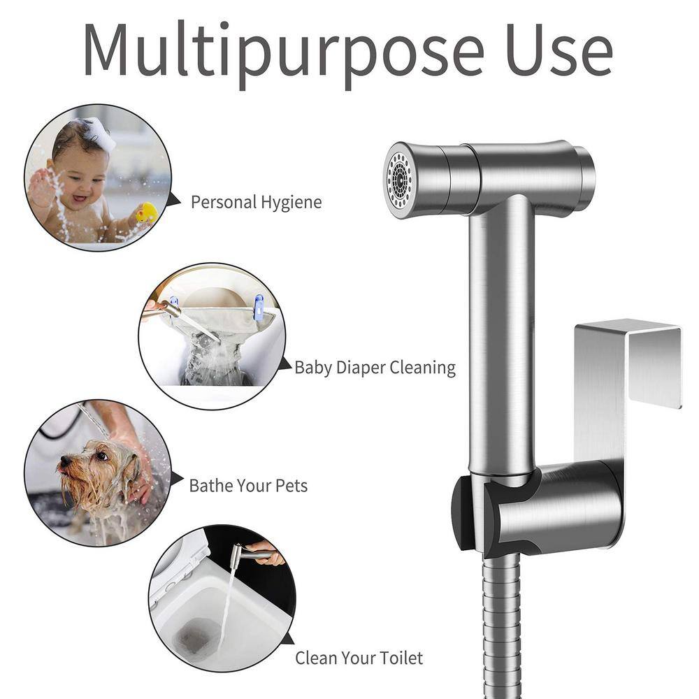 ruiling Stainless Steel Hand-held Bidet Toilet Sprayer Set in Silver ATK-111