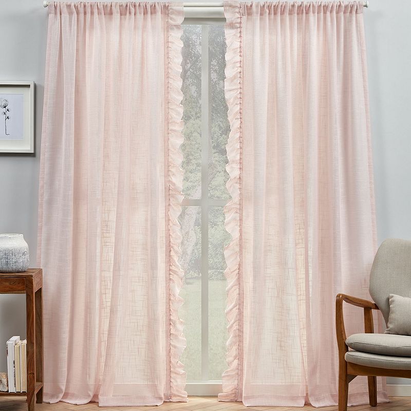 Exclusive Home 2-pack Jacinta Flippable Side Ruffle Sheer Rod Pocket Window Curtains