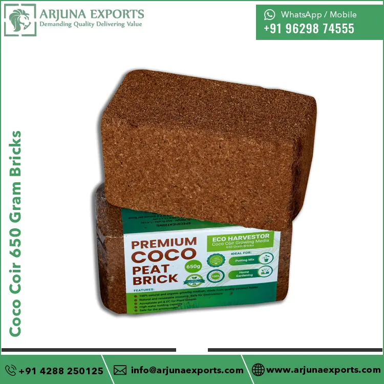 Best Quality Good Selling Natural Coir Pith Coco Coir 650 Gram Bricks for Potting Mix Home Gardening at Wholesale Price