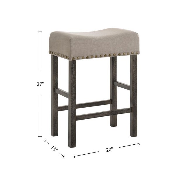 Set of 2 Linen Upholstered Counter Height Stool