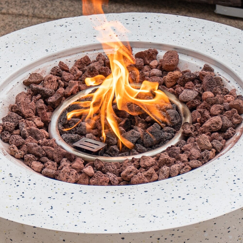 COSIEST 2 Piece Outdoor Round Firepit with Tank Cover Table   28\