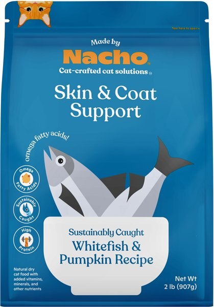 Made by Nacho Skin and Coat Support Sustainably Caught Whitefish and Pumpkin Recipe Dry Cat Food