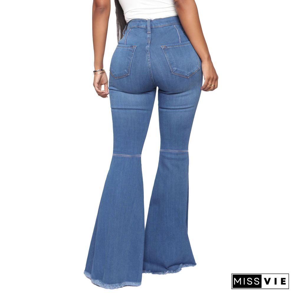 High Waist Stretch Plus Size Flare Jeans Pants