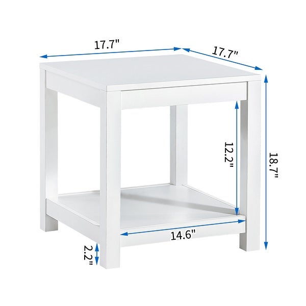 Side Table 2-tier End Table with Storage Shelve - 17.7 x 17.7 18.7INCH