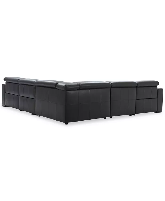 Furniture Nevio 6-pc Leather L Shaped Sectional Sofa with 2 Power Recliners and Articulating Headrests