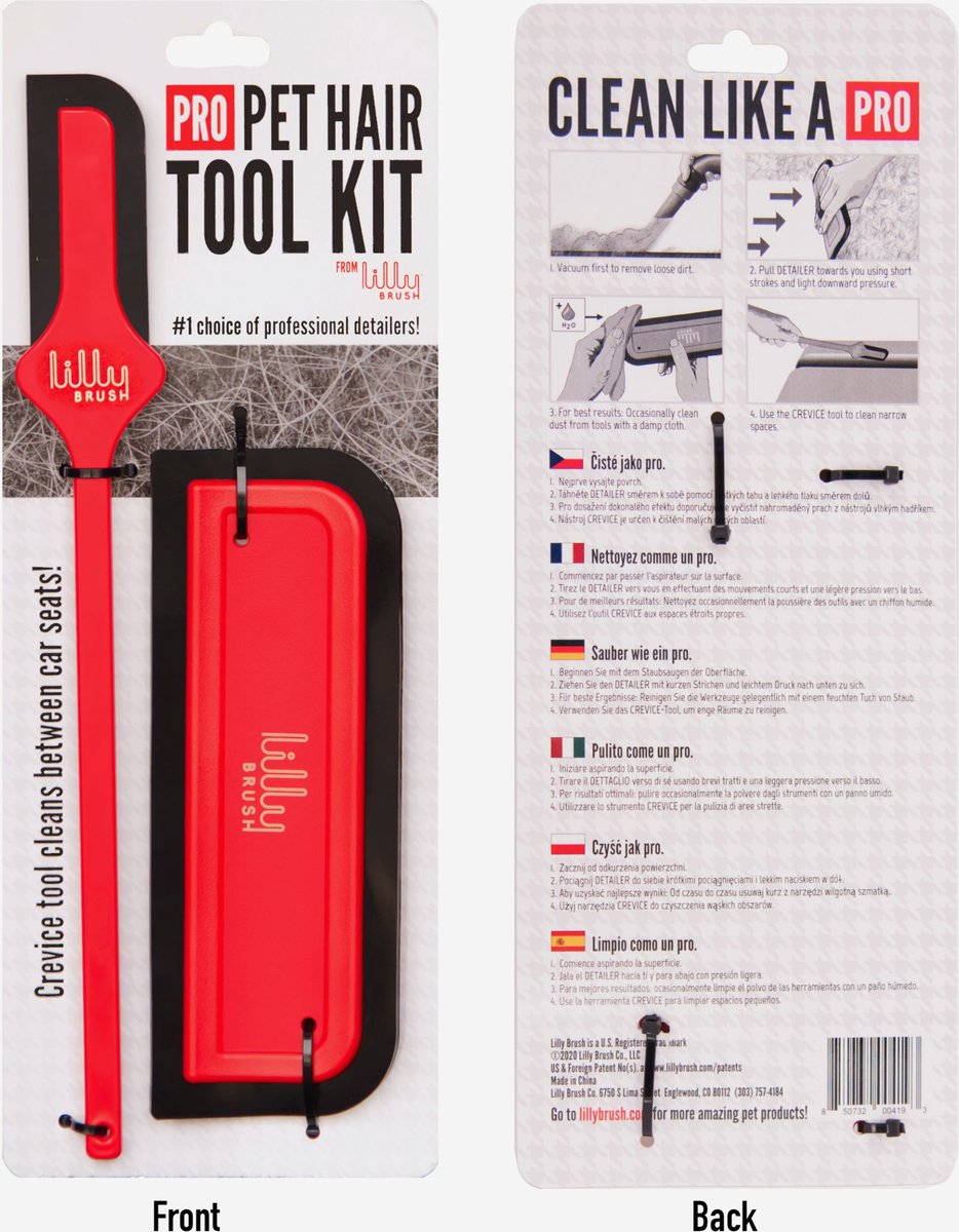 Lilly Brush Co. Pro Cat and Dog Hair Tool Kit， Red