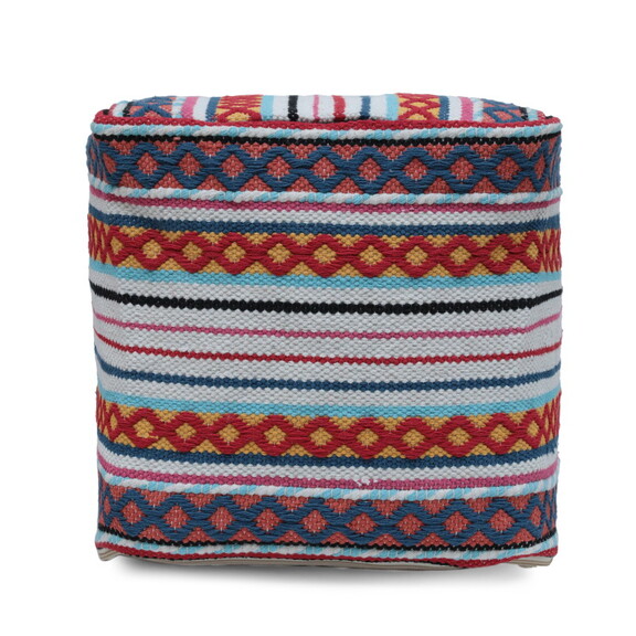 Hamler Boho Handcrafted Peruvian Print Cube Pouf  ...