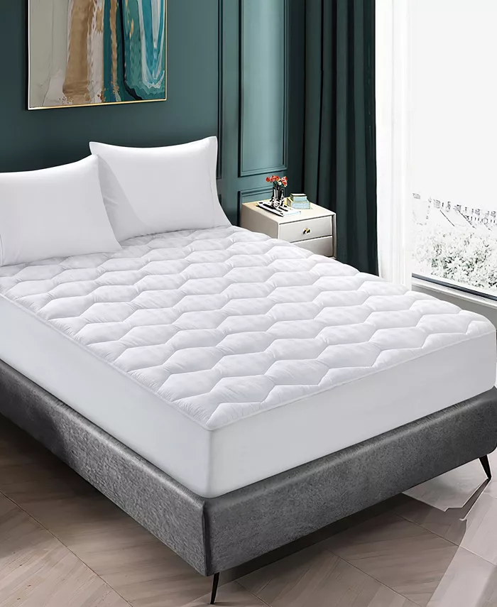 UNIKOME 500 Thread Count Honeycomb Quilted Fitted Mattress Pad， Twin