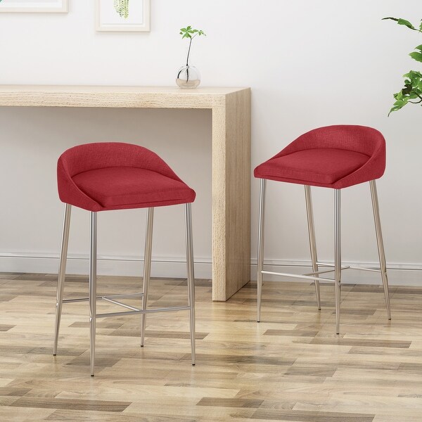 Bandini Modern Upholstered Counter Stools with Chrome Legs (Set of 2) by Christopher Knight Home