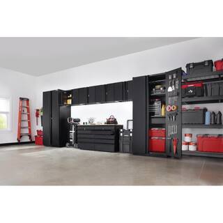 Husky 8-Piece Pro Duty Welded Steel Garage Storage System in Black LINE-X Coating (184 in. W x 81 in. H x 24 in. D) HTC822040-LX