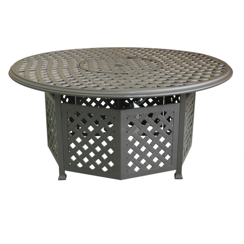 53 Round Aluminum Propane Gas Firepit Table  Choc...