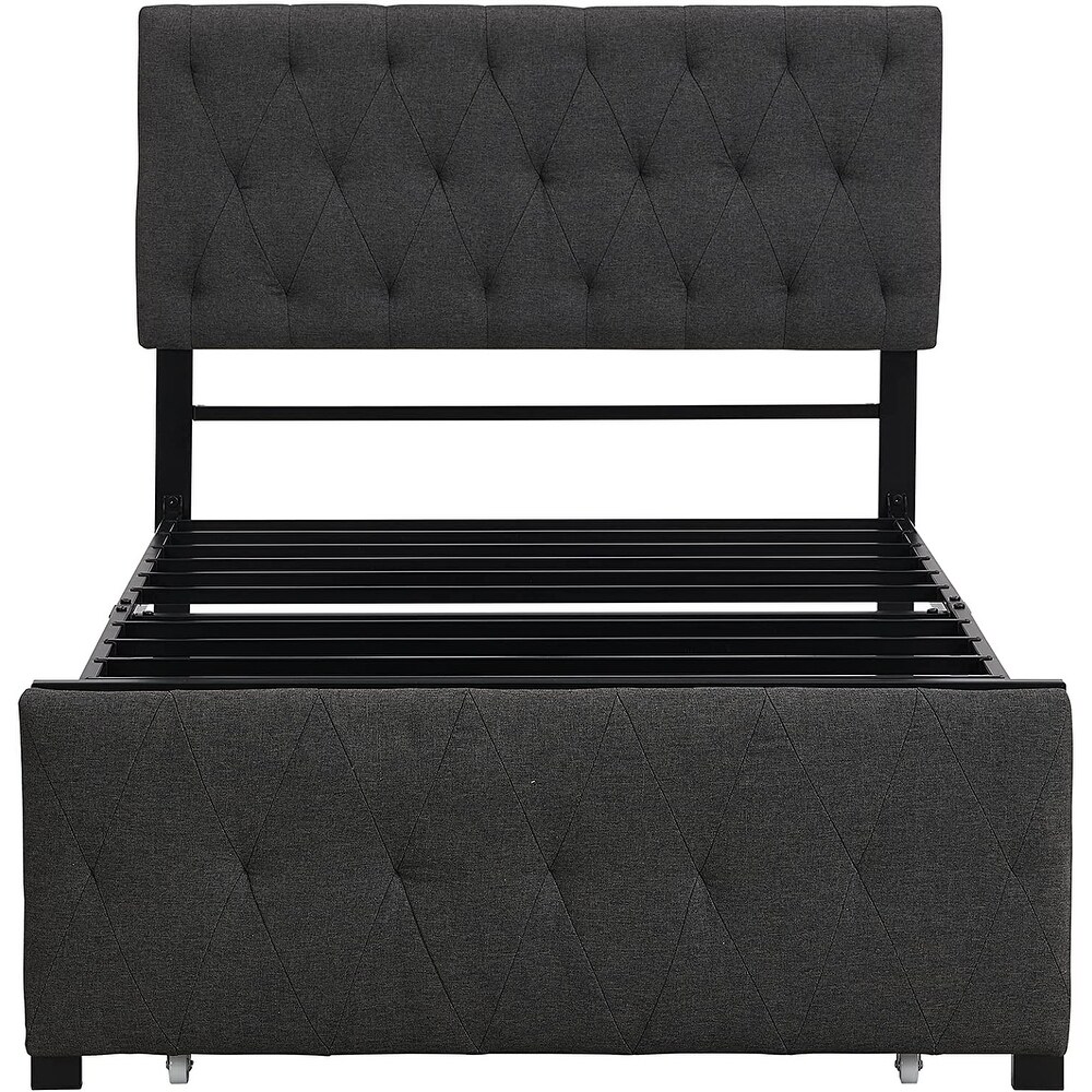 Modern Upholstered Storage Platform Bed with Big Drawer