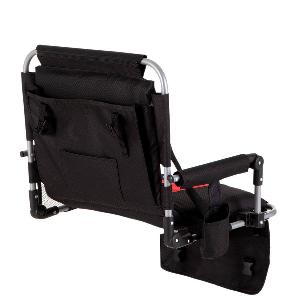 PHI VILLA Portable Stadium Seat Padded Chair with Armrests Black Red THD-E01CC060100605