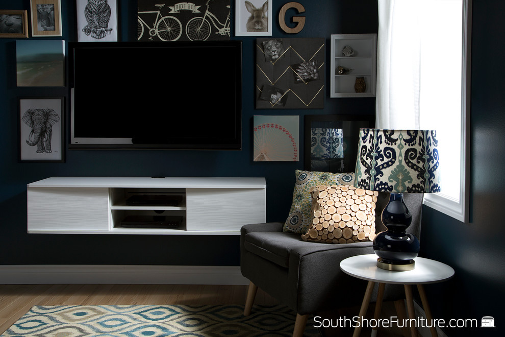 South Shore Agora 56 Wide Wall Mounted Media Console  Pure White   Contemporary   Entertainment Centers And Tv Stands   by South Shore Furniture  Houzz