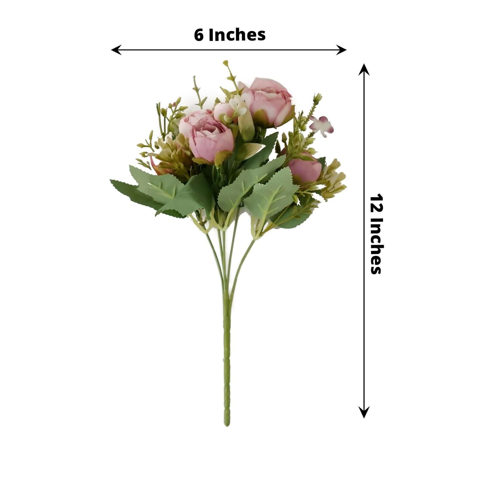 4 Pack Artificial Dusty Rose Mini Ranunculus Silk Flower Arrangements, Faux Buttercup Floral Bouquets 12