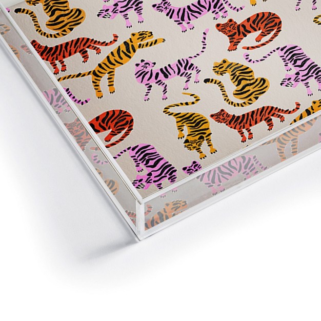 Cat Coquillette Tiger Collection Pink Yellow Acrylic Tray Deny Designs