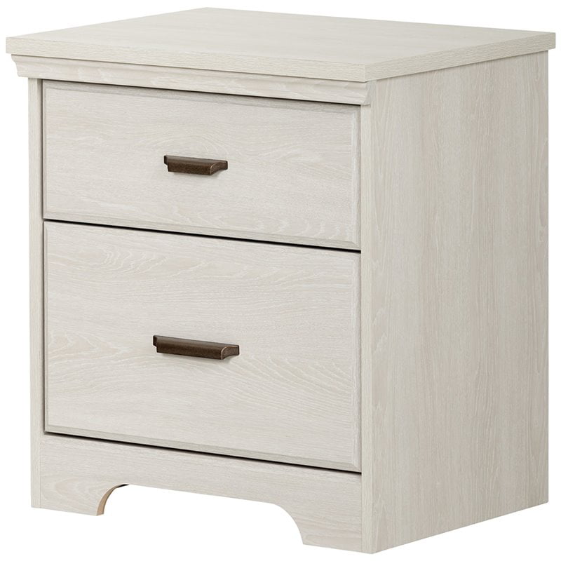 Home Square 2 Drawer Wood Nightstand Set in Winter Oak (Set of 2)