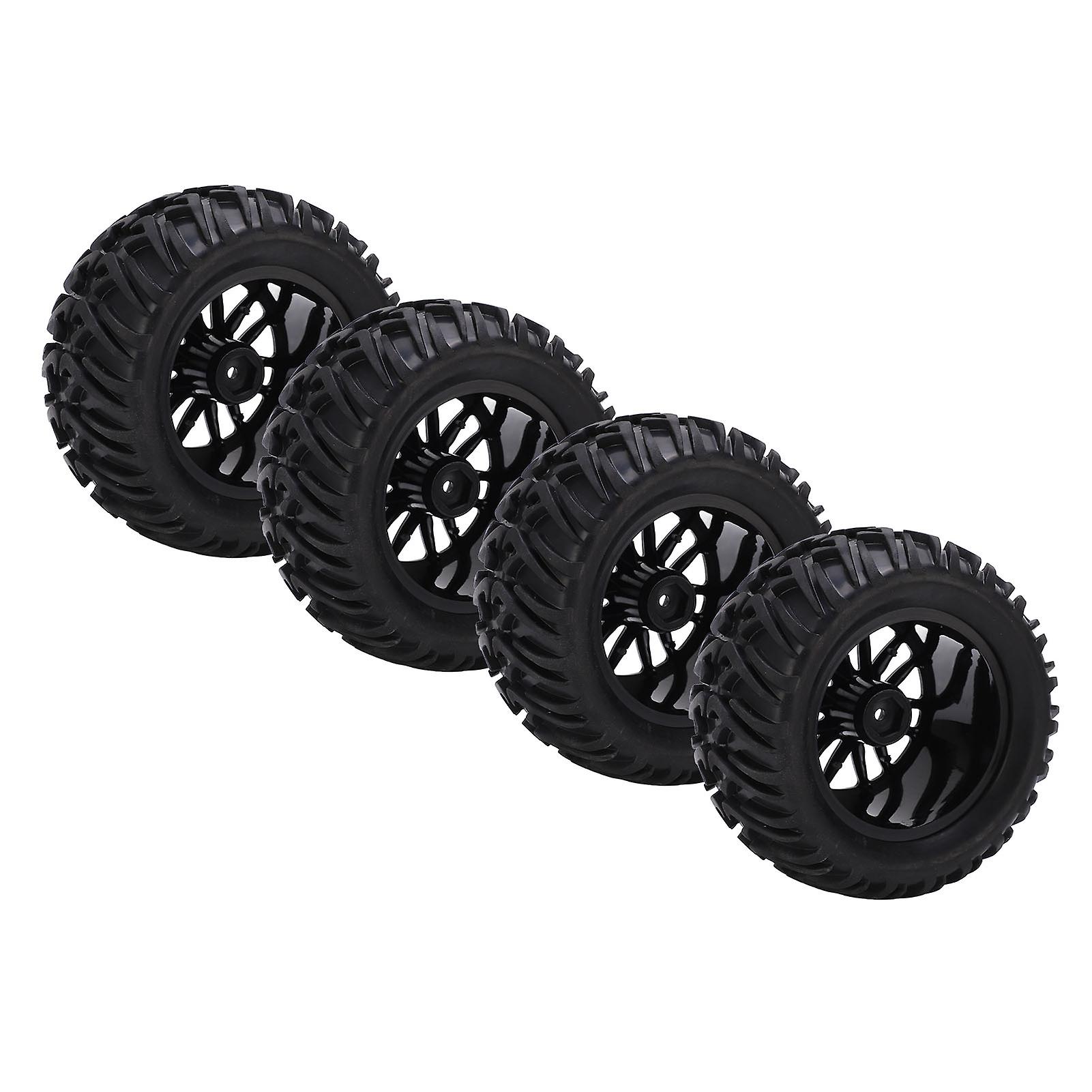 4pcs Y Pattern Rc Plastic 14 Spoke Rim Rubber Tires For Monster Trunk 1/8 1/10 Rc Car