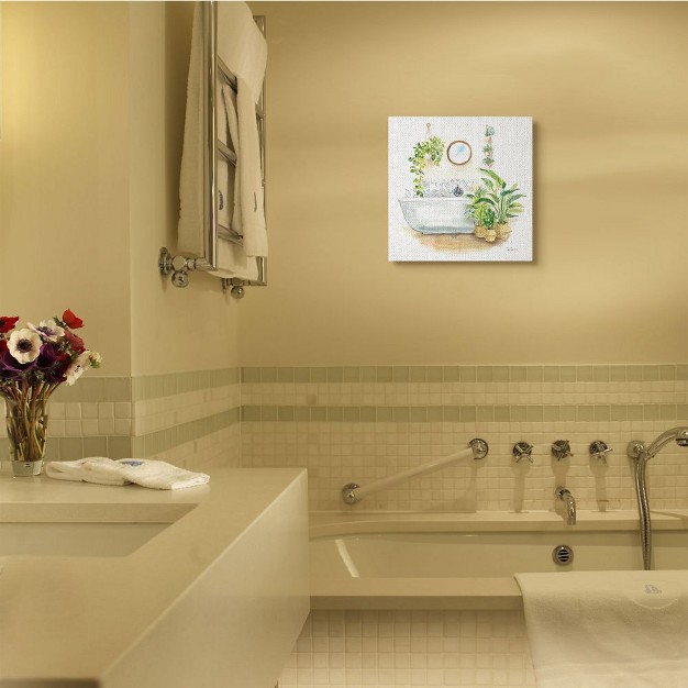 Stupell Industries Serene Bathroom Interior With Greenery Plants Painting