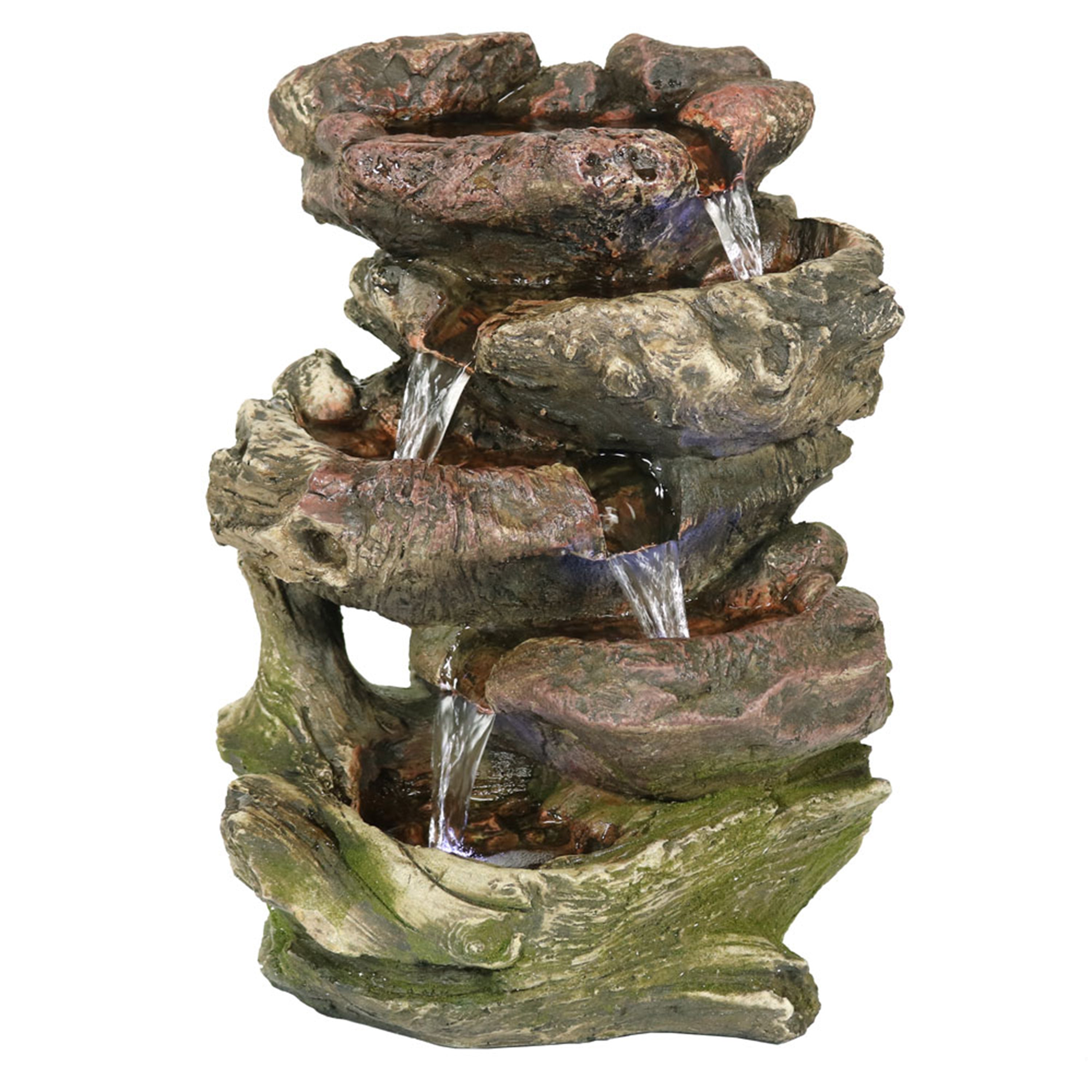 Sunnydaze Indoor Decorative Calming 5-Step Rock Falls Waterfall Tabletop Water Fountain with LED Lights - 14