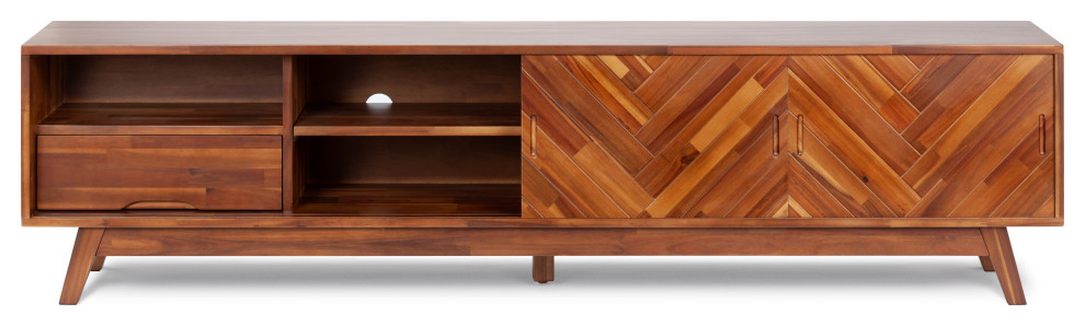 Herringbone TV Stand Low   Midcentury   Entertainment Centers And Tv Stands   by LIEVO  Houzz