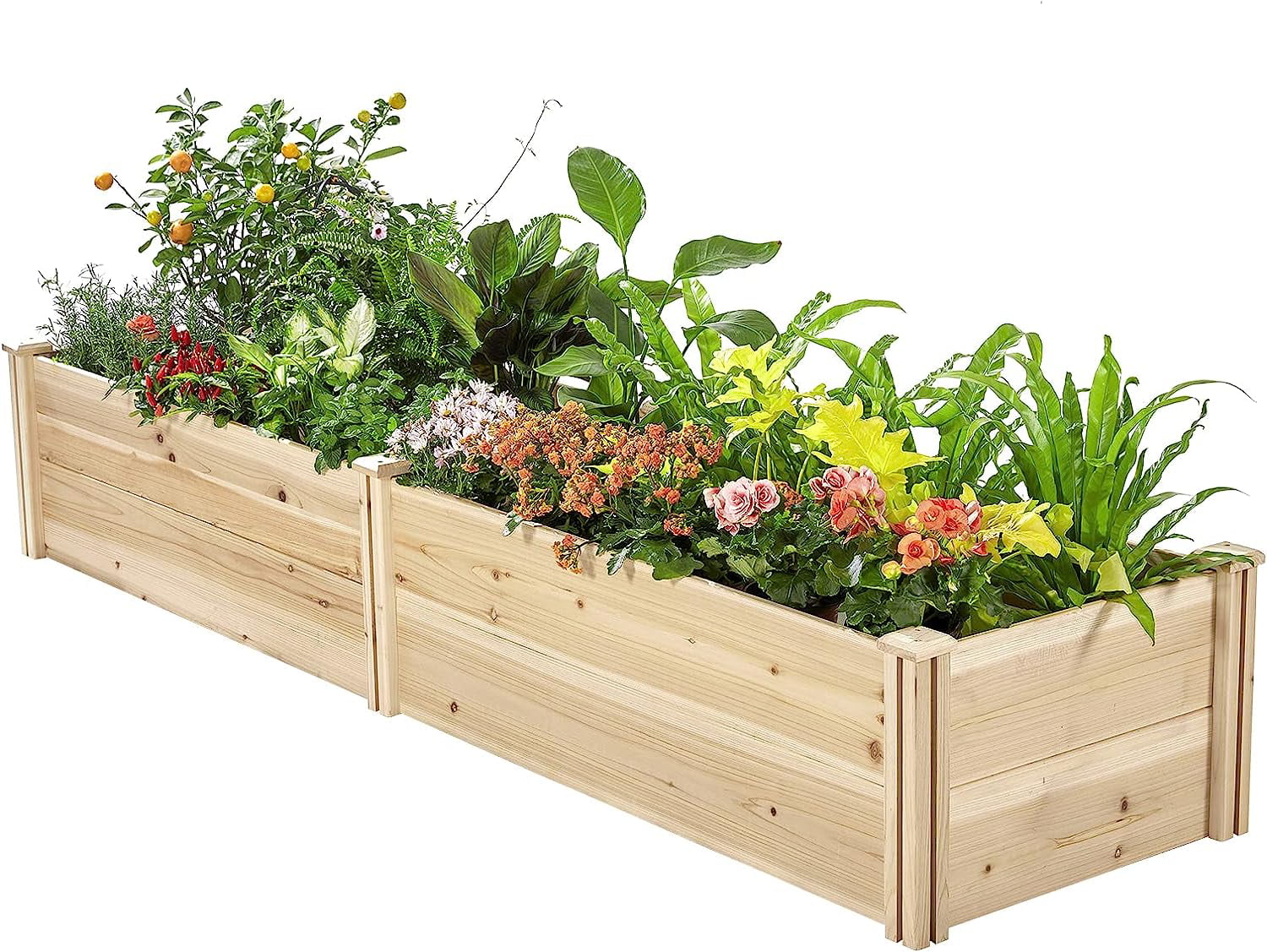 AMERLIFE 15 Inch Deep Wooden Raised Garden Planter 8x2FT Raised Garden Bed Planter Box Garden Planters for Deep-Rooted Plants Outdoors Patio Backyard