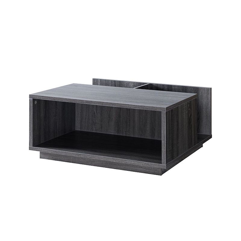 FC Design  Distressed Grey Coffee Table with Divided Drawer Storage Compartment