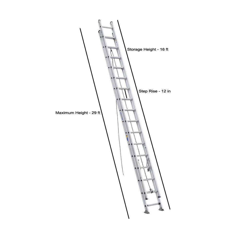 Werner 32 ft. Aluminum D-Rung Extension Ladder with 375 lb. Load Capacity Type IAA Duty Rating D532-2