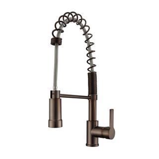 Barclay Products Nueva Single Handle Deck Mount Spring Gooseneck Pull Down Spray Kitchen Faucet with Lever Handle 2 in Oil Rubbed Bronze KFS418-L2-ORB