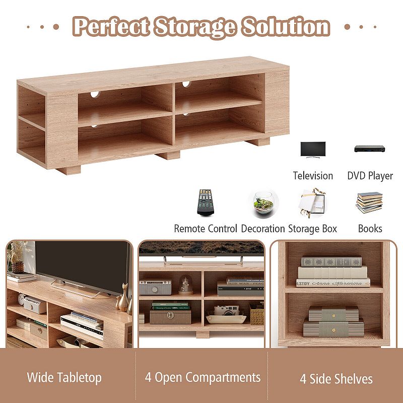 TV Stand Modern Wood Storage Console Entertainment Center