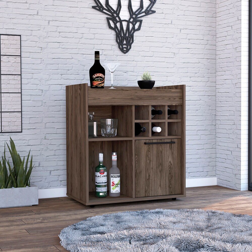 Bar Cabinet With Two Concealed Shelves And Six Wine Cubbies