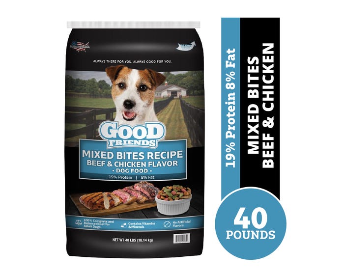 Good Friends Mixed Bites Beef  Chicken Recipe Dog Food， 40 lb. Bag