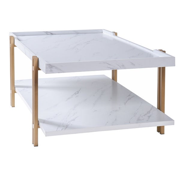 Dann Foley - Cocktail Table - Gold and White Marble Finish