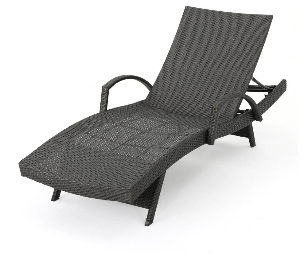 GDF Studio Soleil Outdoor Wicker Chaise Lounges  Cushions  Set of 2   Tropical   Outdoor Chaise Lounges   by GDFStudio  Houzz