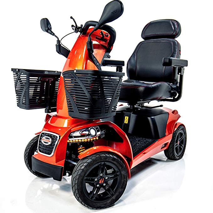 FR1 Rugged Large Mobility Scooter Freerider 4-Wheel w/ Suspension Speed 9.4 mph, Red