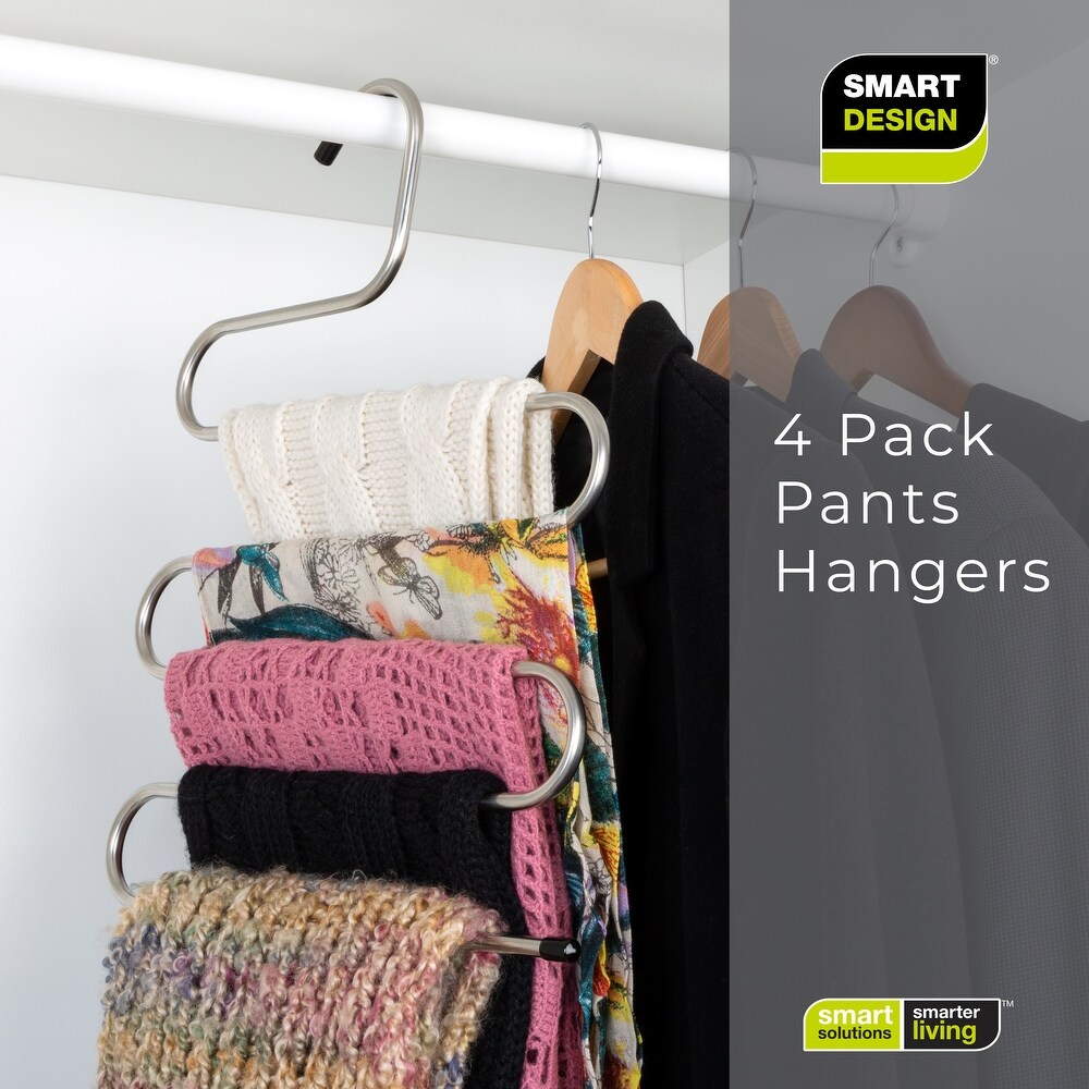 Smart Design Stainless Steel Pant Hangers   Set of 4   Silver