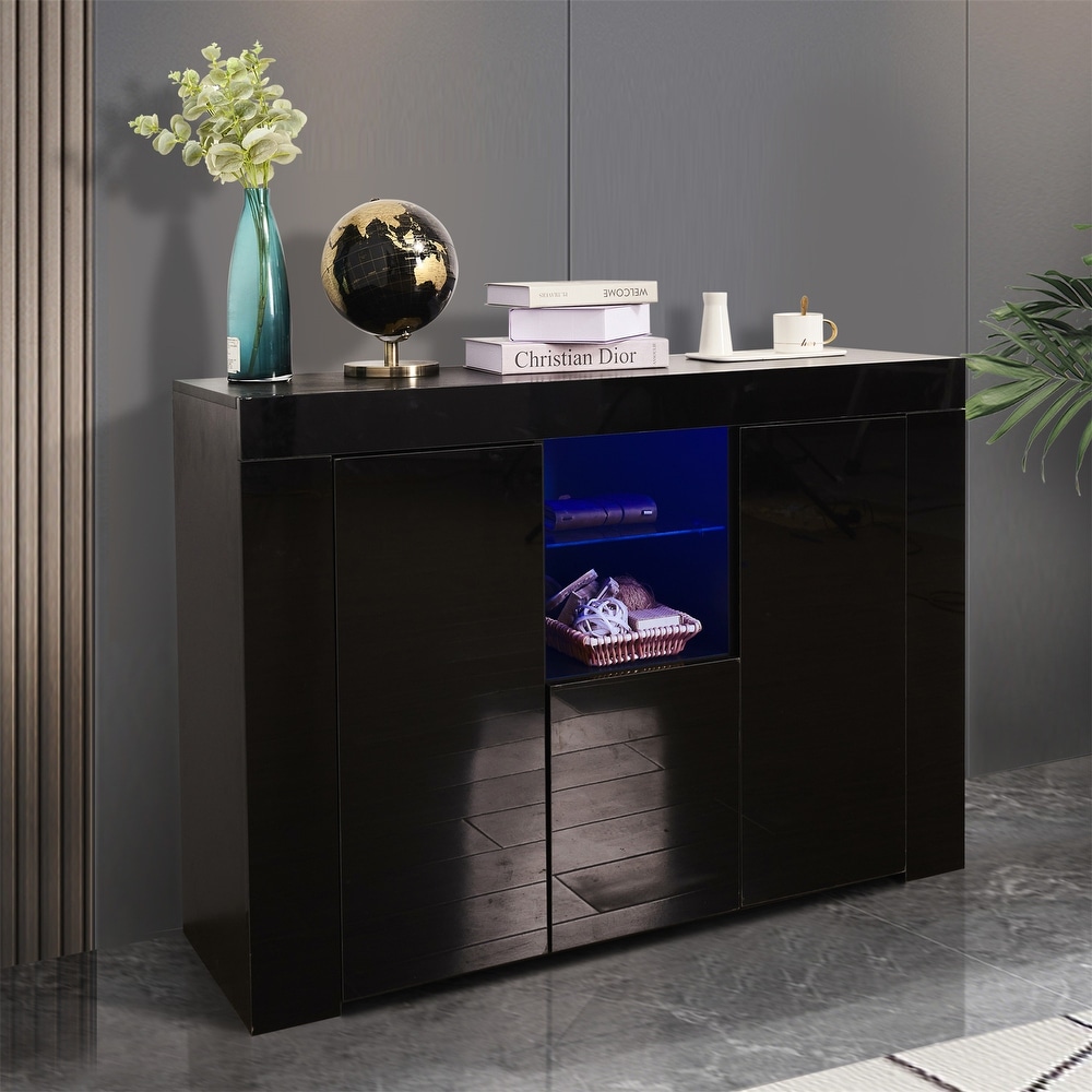 Buffet Storage Cabinet Kitchen Sideboard Cupboard with LED Light