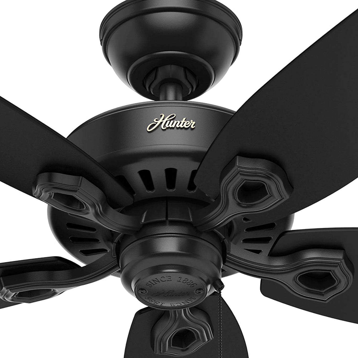 Hunter 52 Builder Matte Black Ceiling Fan with Pull Chain