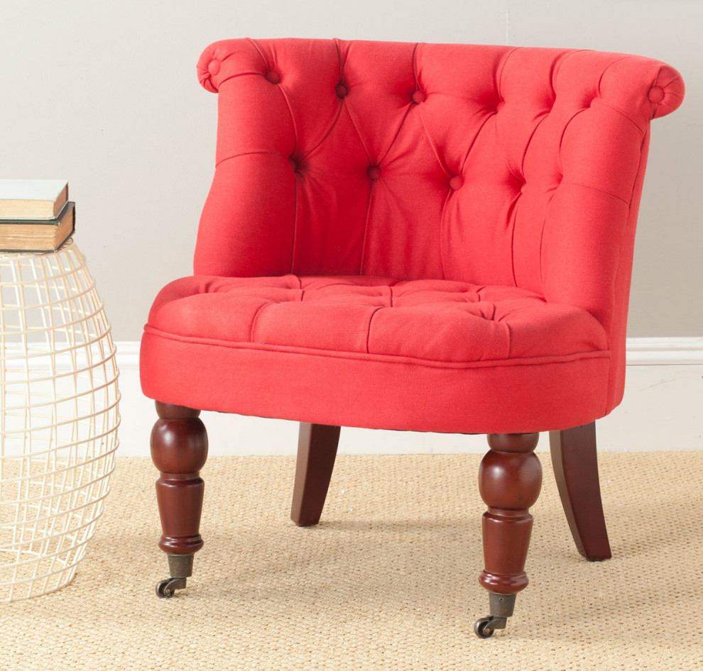 Roland Tufted Chair Cranberry/ Cherry/ Mahogony   Traditional   Armchairs And Accent Chairs   by Peachtree Fine Furniture  Houzz